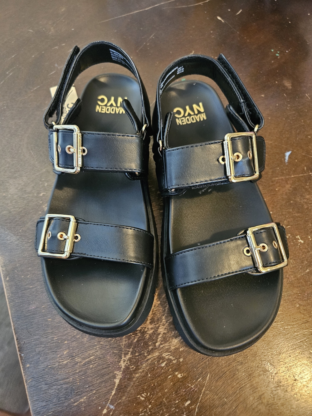 Black Double-Buckle Sandals